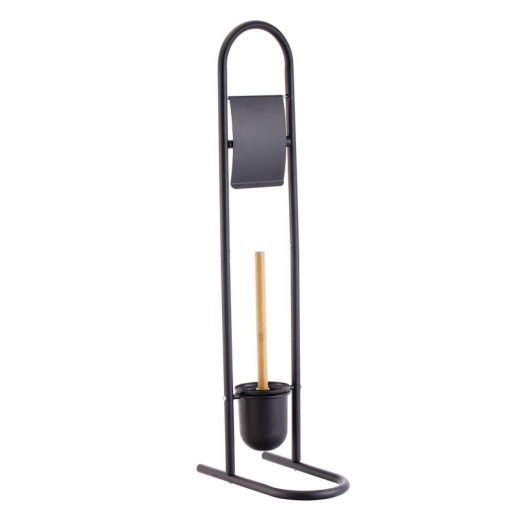 Soporte rollo con escobillero negro