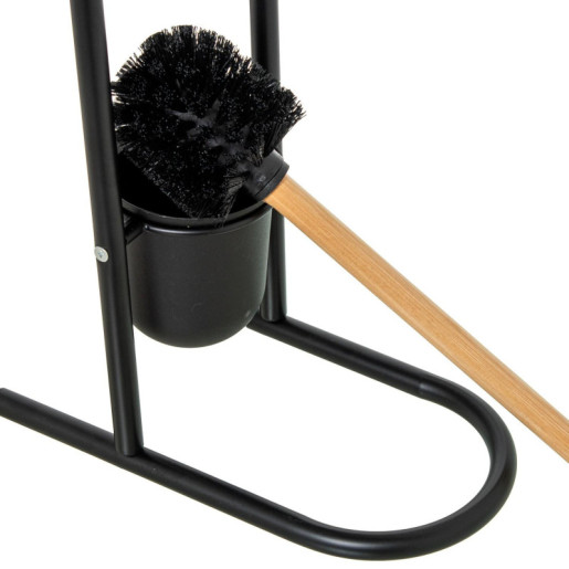Soporte rollo con escobillero negro