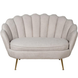 Sofa 2 plazas beige y dorado