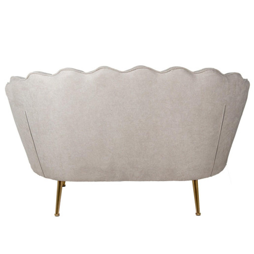 Sofa 2 plazas beige y dorado