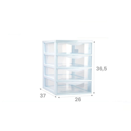 Cajonera sobremesa Transparente y blanco