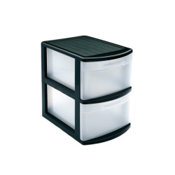 Cajonera multiusos sobremesa Negro y translucido