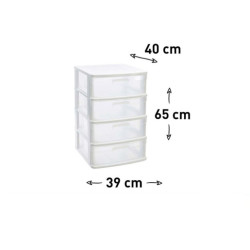Cajonera multiusos Blanco y translucido