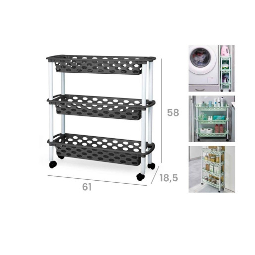 Carro estrecho de cocina y baño Gris oscuro