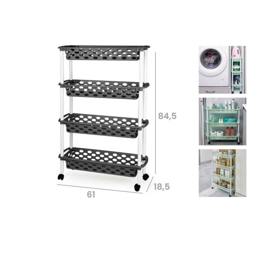 Carro estrecho de cocina y baño Gris oscuro