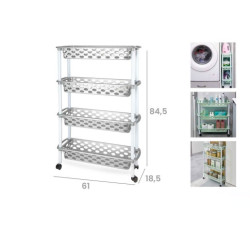 Carro estrecho de cocina y baño Plateado