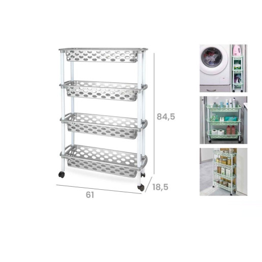 Carro estrecho de cocina y baño Plateado