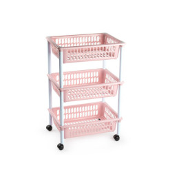 Carro cocina 3 cestas Rosa palo