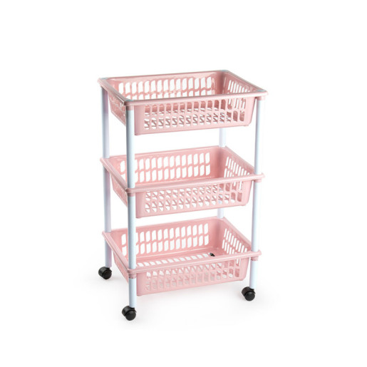Carro cocina 3 cestas Rosa palo