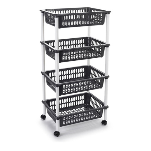 Carro cocina 4 cestas Negro