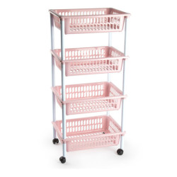 Carro cocina 4 cestas Rosa palo