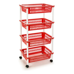 Carro cocina 4 cestas Rojo