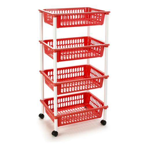 Carro cocina 4 cestas Rojo