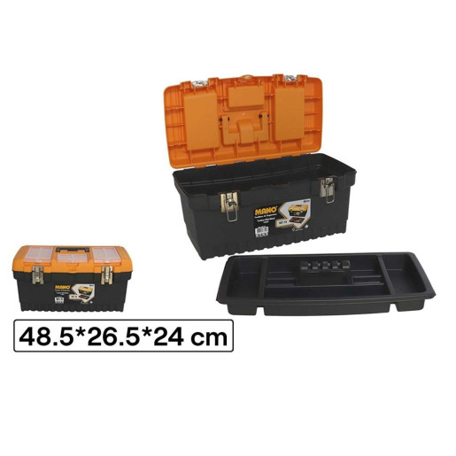 Caja de herramientas 3 niveles Negro y naranja
