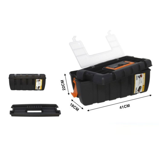 Caja de herramientas 3 niveles Negro y naranja