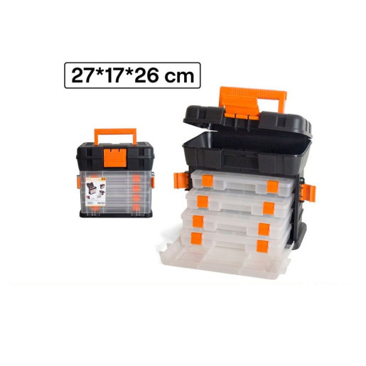 Caja de herramientas 3 niveles Negro y naranja