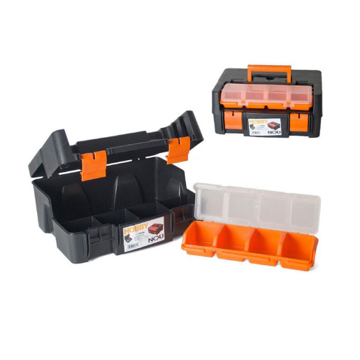 Caja de herramientas 3 niveles Negro y naranja