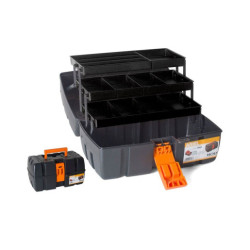Caja de herramientas 3 niveles Negro y naranja