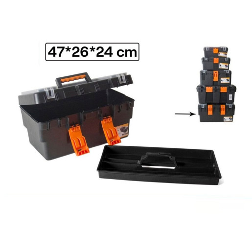 Caja de herramientas 3 niveles Negro y naranja