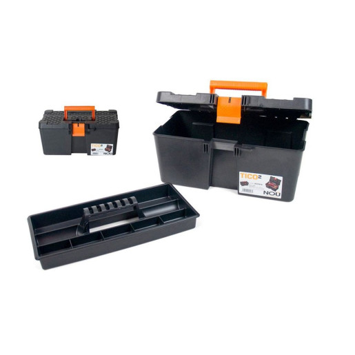 Caja de herramientas 3 niveles Negro y naranja