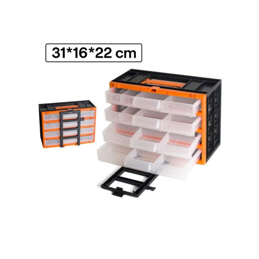 Caja herramientas clasificadora Negro y naranja
