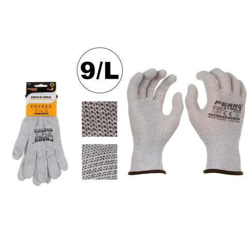 Set 12 juegos guantes trabajo ligero Grises
