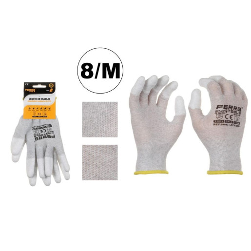 Set 12 juegos guantes trabajo ligero con los dedos reforzados Grises