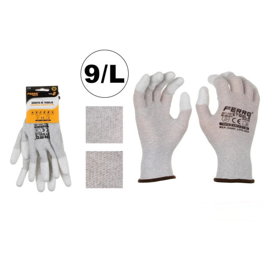 Set 12 juegos guantes trabajo ligero con los dedos reforzados Grises