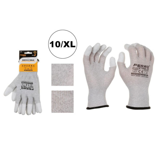 Set 12 juegos guantes trabajo ligero con los dedos reforzados Grises