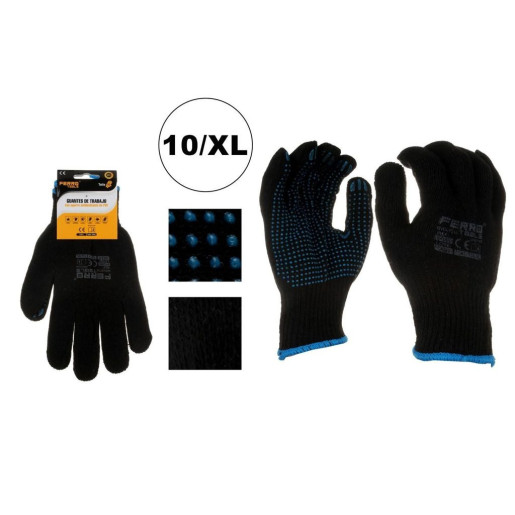 Set 12 juegos guantes trabajo Negros