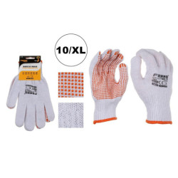 Set 12 juegos guantes trabajo Blancos y naranjas