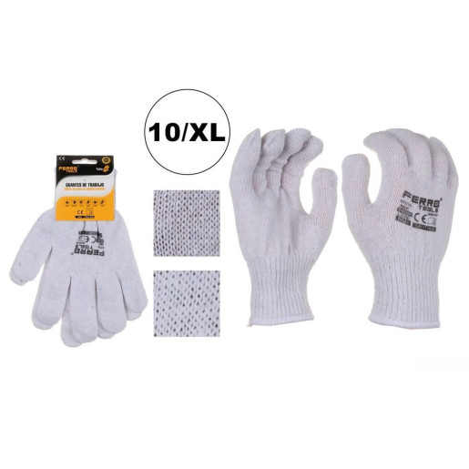 Set 12 juegos guantes trabajo Blanco