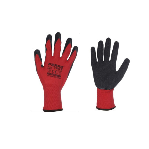 Set 12 juegos guantes trabajo Rojos