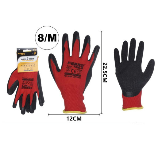 Set 12 juegos guantes trabajo Rojos