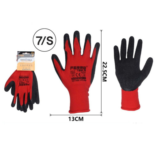 Set 12 juegos guantes trabajo Rojos