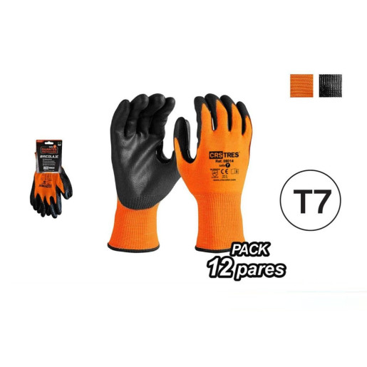 Set 12 juegos guantes trabajo Naranjas