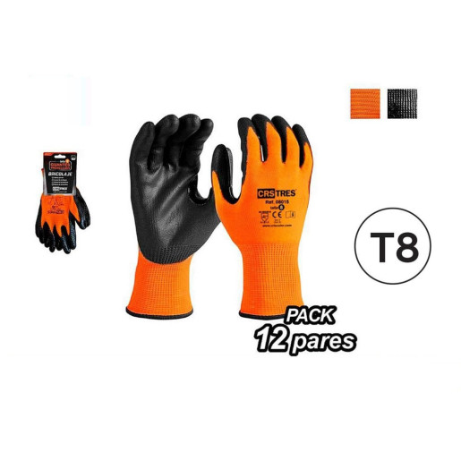 Set 12 juegos guantes trabajo Naranjas