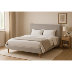 Cabecero con somier y cabecero Beige