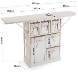 Mueble para planchar con cestas Blanco