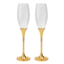 Set 2 copas cava dorado y transparente
