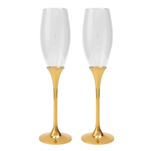 Set 2 copas cava dorado y transparente