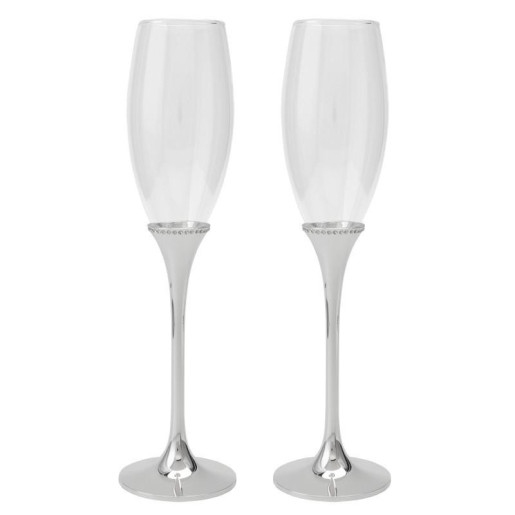 Set 2 copas cava plateado y transparente