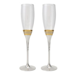 Set 2 copas cava plateado, dorado y transparente