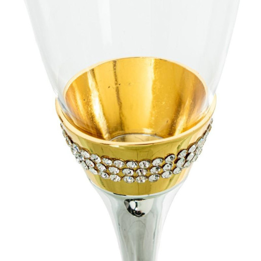 Set 2 copas cava plateado, dorado y transparente