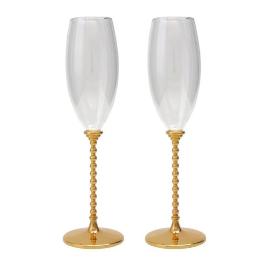 Set 2 copas cava dorado y transparente