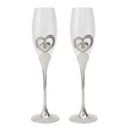 Set 2 copas cava plateado y transparente