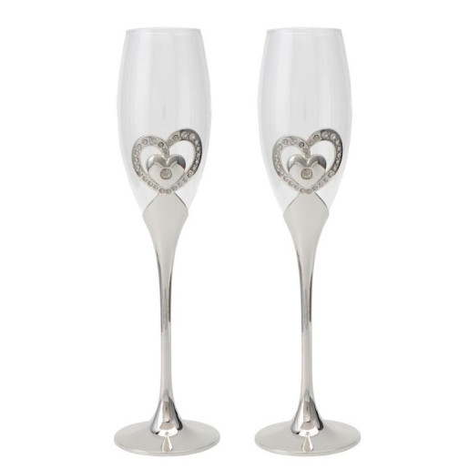 Set 2 copas cava plateado y transparente