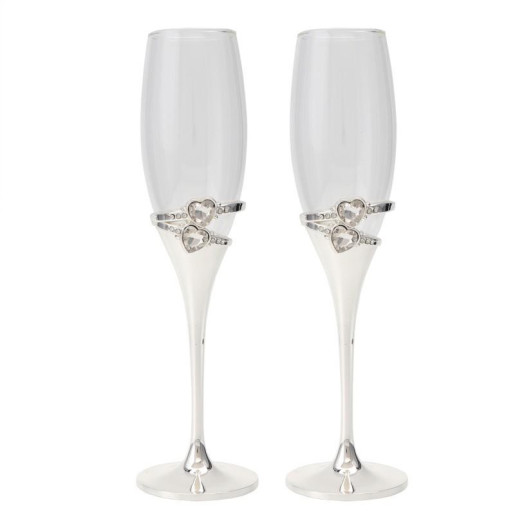 Set 2 copas cava plateado y transparente