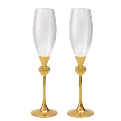Set 2 copas cava dorado y transparente