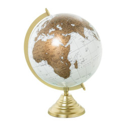 Globo terraqueo blanco y dorado
